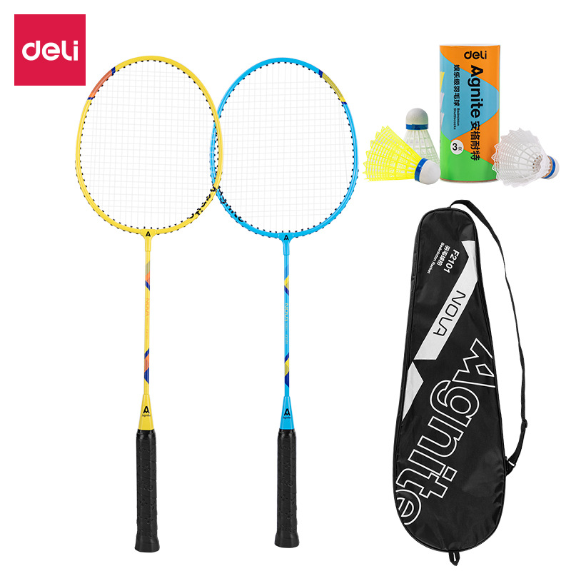 Deli Angenate F2101 Double Badminton Racket Iron Alloy Super Light 2-person Home Training Badminton Racket tjufum