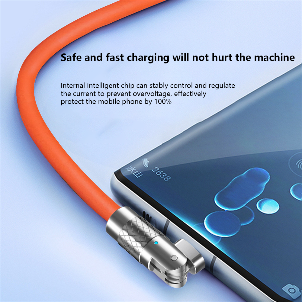 FLEWWER 120W TYPE-C Fast Charging Data Cable Zinc Alloy Elbow 180 Degree Rotating Charging Cable