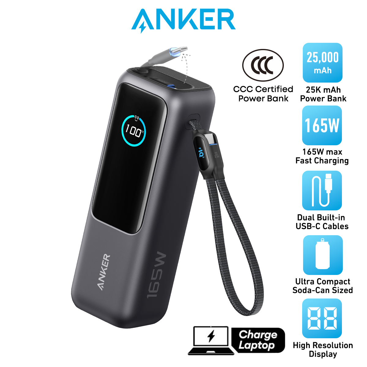 Anker CCC Power Bank 25000mAh 165W Ultra-Fast Portable Charger
