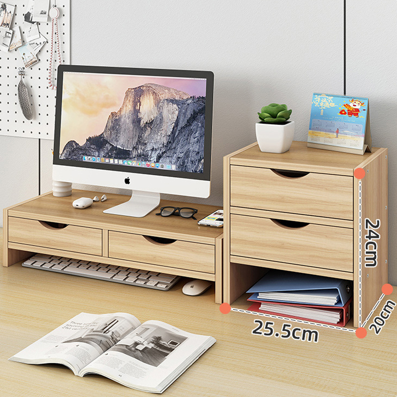 Desktop computer monitor elevated shelf laptop stand display base desk storage rack