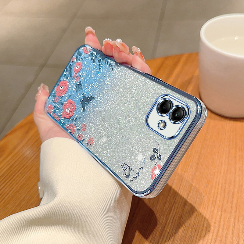 For Samsung Galaxy A04 Phone Case Glitter Bling Flower butterfly Soft Protective Back Cover For Samsung Galaxy A04 Case Girls