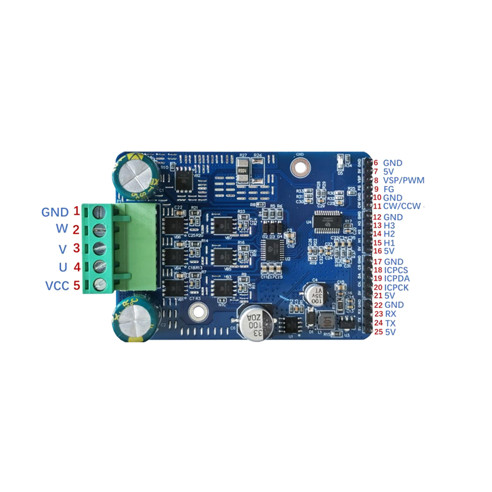 Dc 6-80V BLDC ba pha DC kiểm soát động cơ không cần chổi than PWM công suất cao 1600W 20A hội trường điều khiển động cơ bảng điều khiển điều chỉnh động cơ