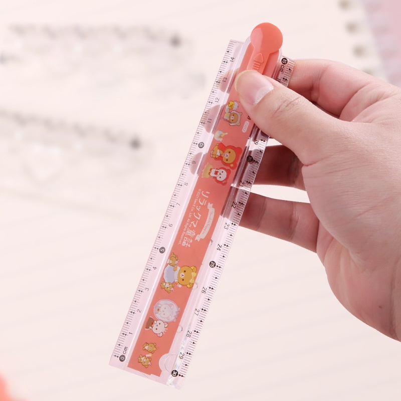 Cartoon Bear Multi-function Folding Ruler 30 Cm Transparent Scale Drawing Ruler Student Stationery Supplies
