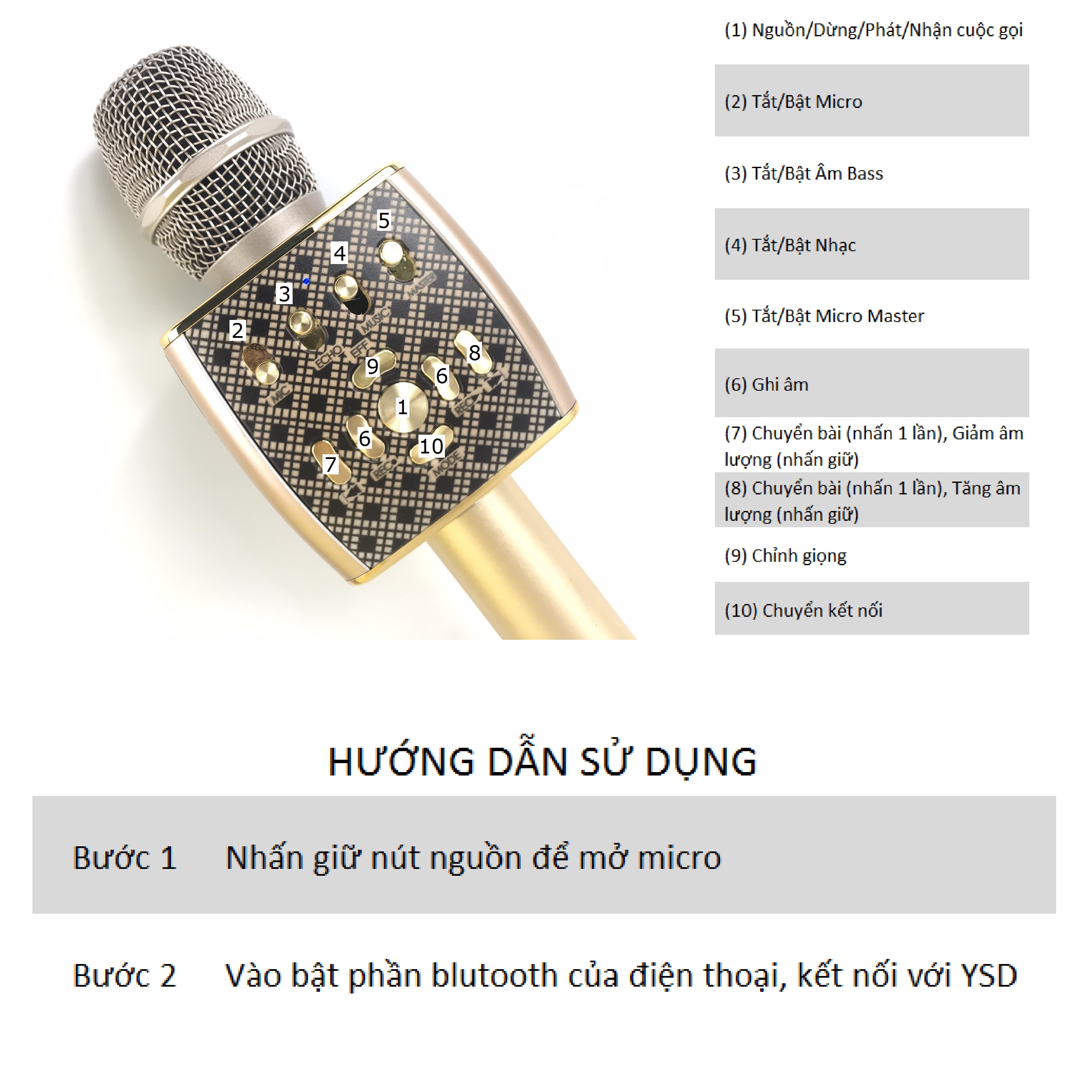 [HCM] Micro Karaoke Bluetooth,Micro Karaoke bluetooth,Micro Karaoke Bluetooth SU YOSD YS-95 Âm Thanh Đỉnh Cao, Hiệu Ứng Hay Như Phòng Thu,Bảo hành 1 đổi 1 toàn quốc.