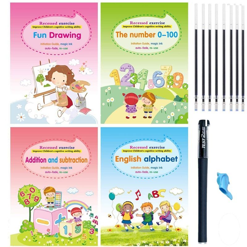 Preschool Magic Ink Auto-Fade Reusable Handwriting Tracing Workbooks Ages  3-5