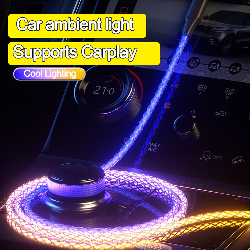 CGEAMDY USB Ambient Car LED Light - 8 Color RGB Mood Light With Type C, Auto On/Off & Brightness Control