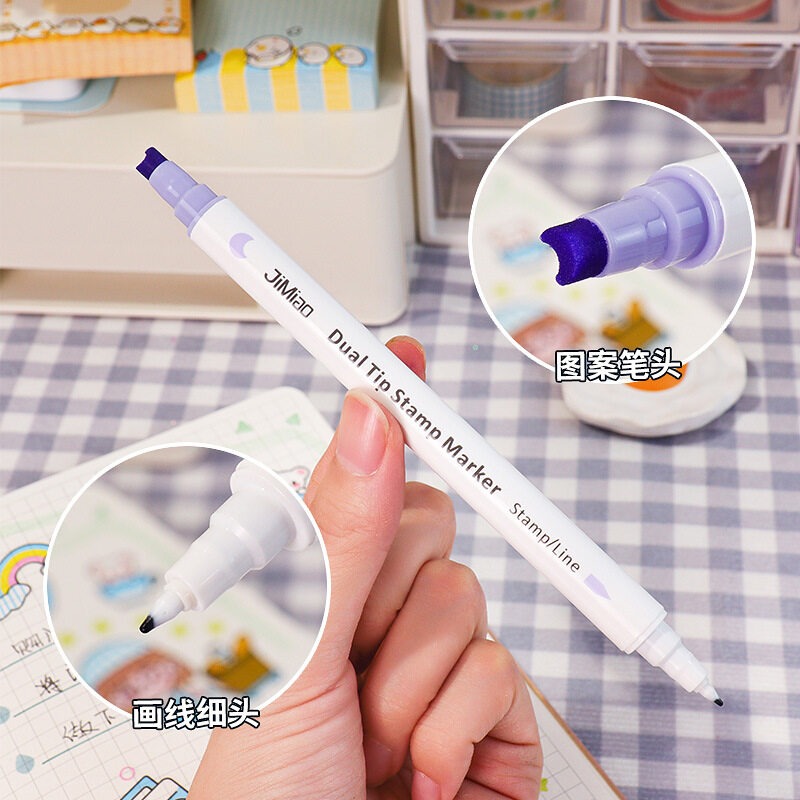 Magic Seal Double-Headed Marker DIY Creative Drawing Student Color Handbook Highlighter School Office Stationery Supplies
