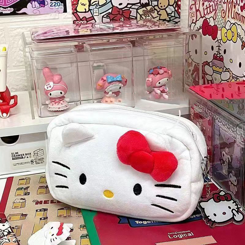 Cute Sanrio Hello Kitty Cat Plush Pencil Case Cinnamoroll Makeup