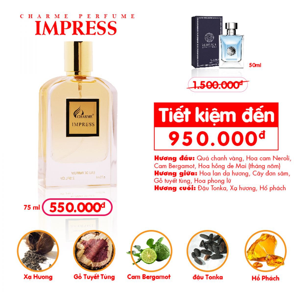 Nước hoa Nam impress 75ml