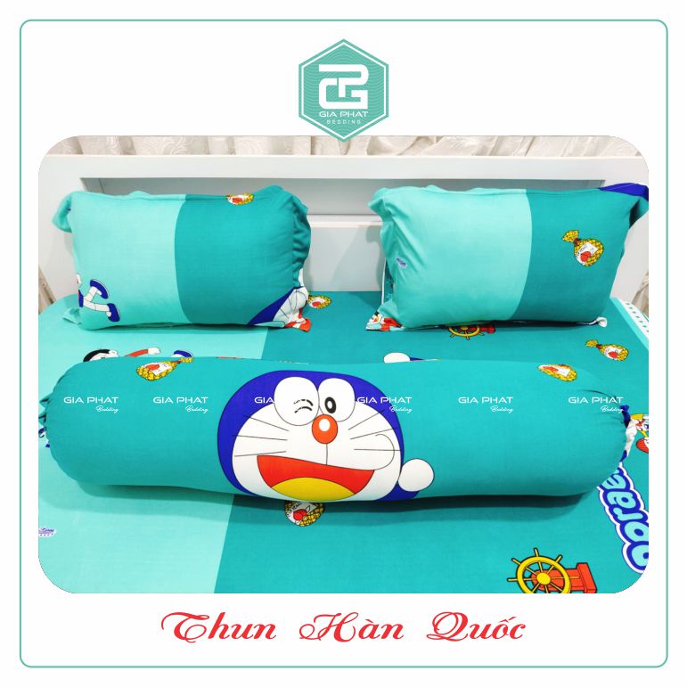 Bộ ga gối thun lạnh Hàn Quốc (4 món) họa tiết ( 1 ga bọc + 2 vỏ gối nằm + 1 vỏ gối ôm )