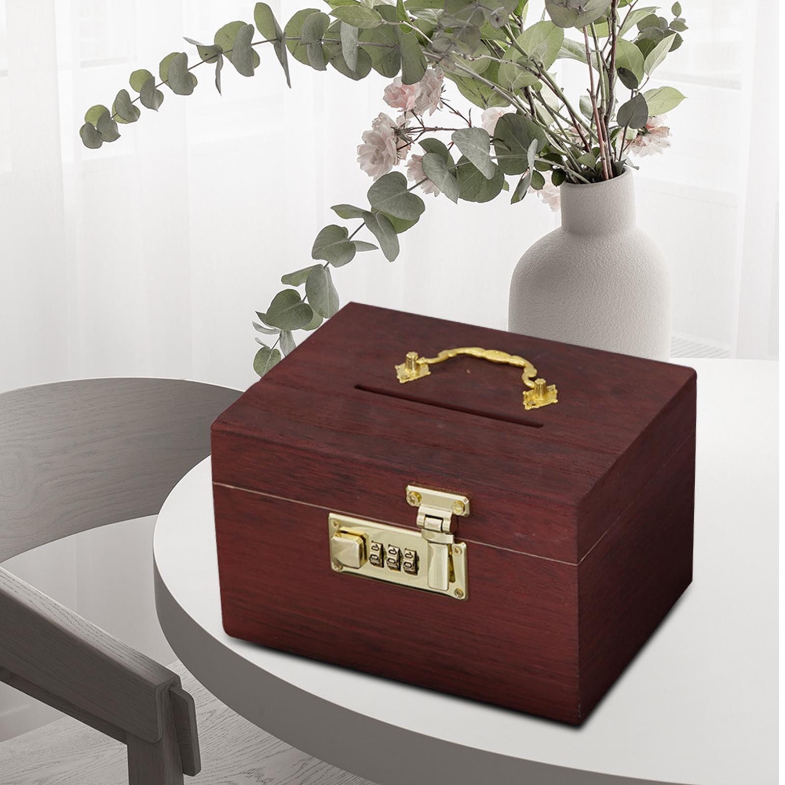 Gociy wooden piggy bank organizer treasure storage box decorative saving - ảnh sản phẩm 2