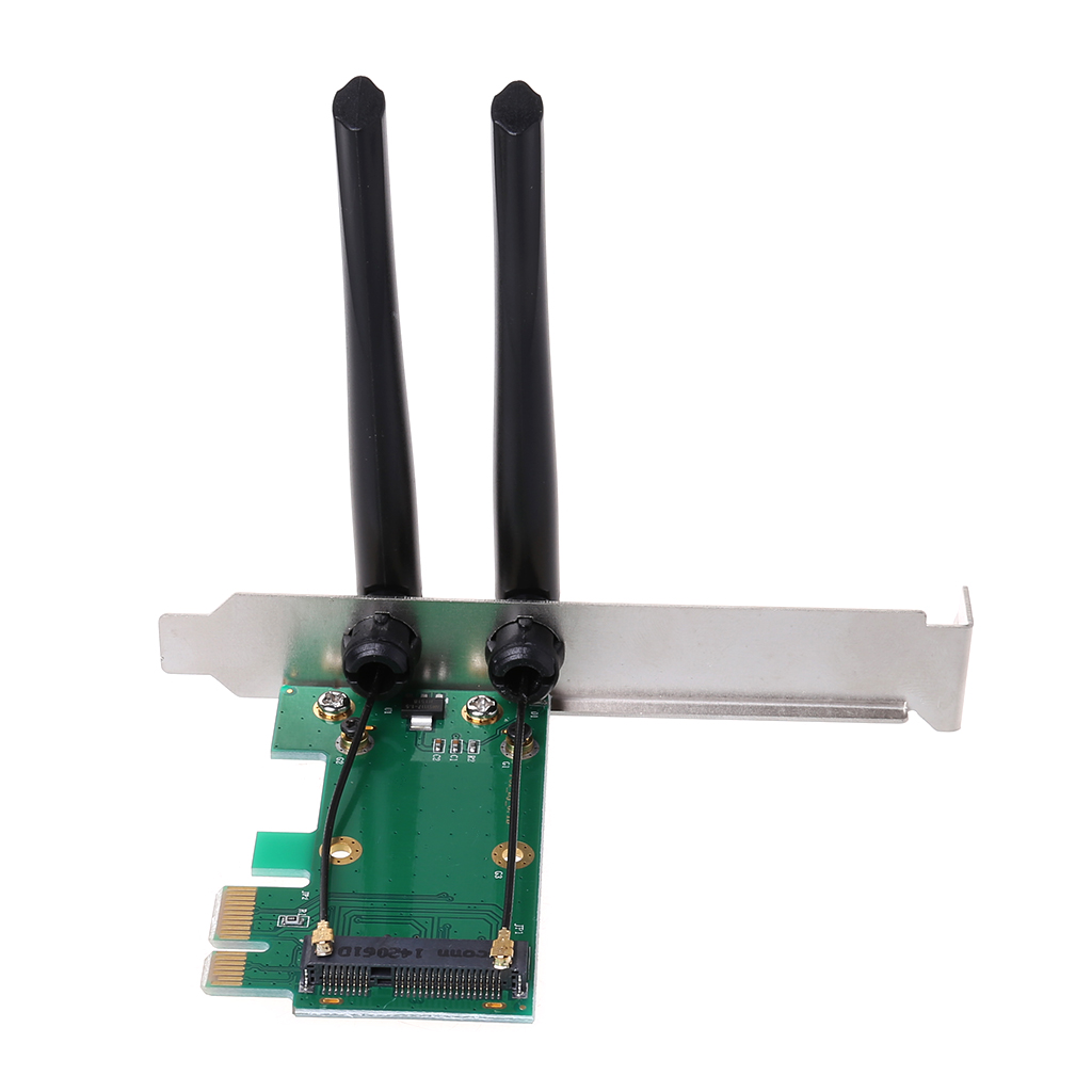 Wireless Wifi Network Card Mini PCIE to PCI-E 1X Desktop WIFI Adapter for Computer wirh 2 Antennas
