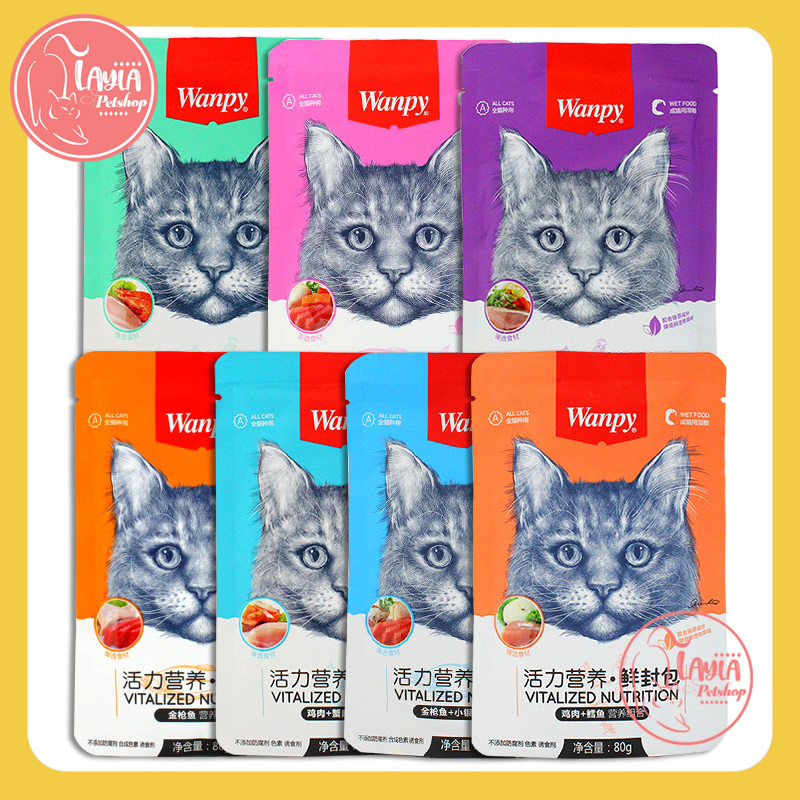 Pate Wanpy cho mèo gói 80g - Đầy đủ các vị