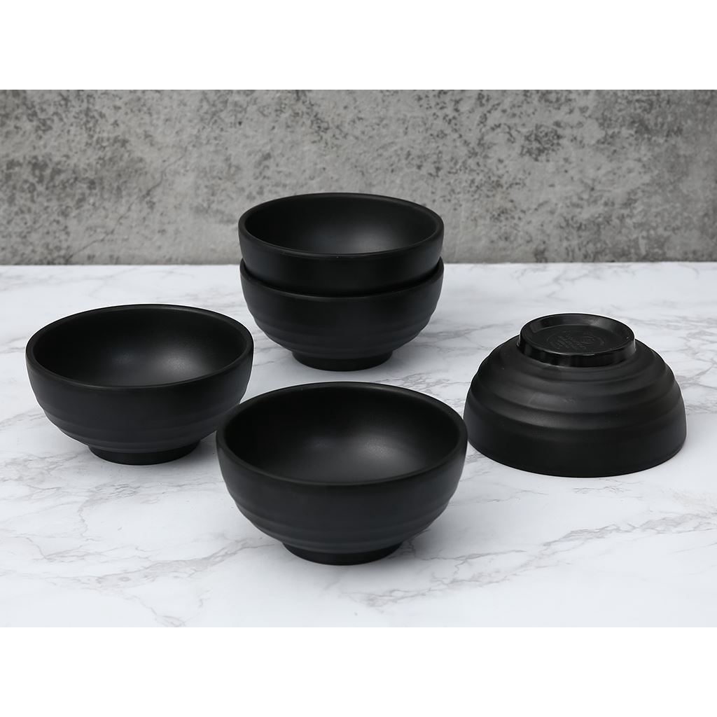 Chén bát cơm nhựa melamine màu đen nhám