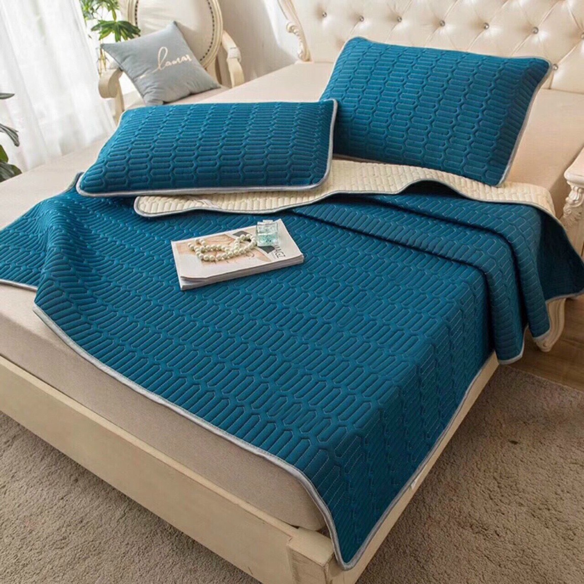 Chiếu điều hòa cao su non, chiếu cao su non xanh đậm 2m x2m2