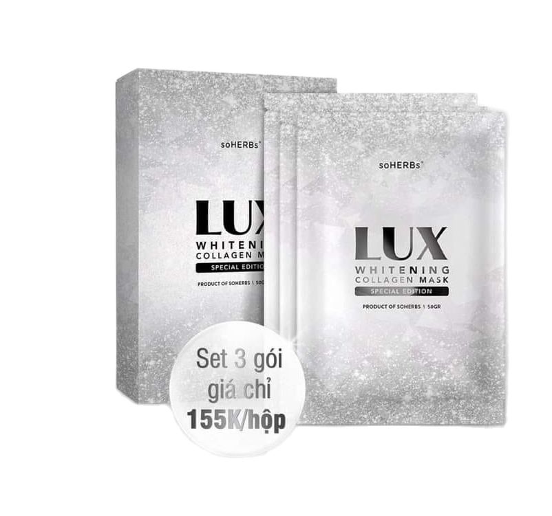 [TẶNG QUÀ + GIẢM VOUCHER 8%] [Hàng chính hãng Date 2026] 1 hộp 3 gói Ủ trắng Lux tinh chất yến tươi collagen truyền trắng Lux soHerbs