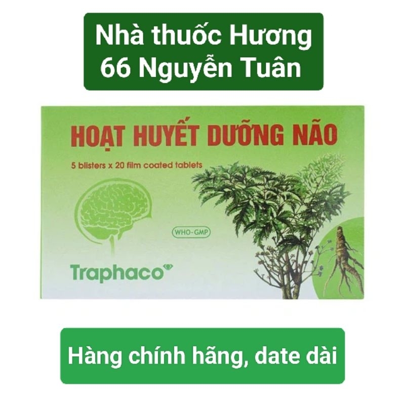 Hoạt huyết dưỡng não Traphaco hộp 100 viên nén bao phim không đường.