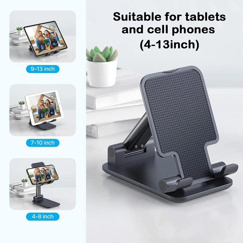 KIPRUN Universal Phone Stand Tablet Phone Holder Desktop Tablet Holder Table Cell Foldable Extend Support Desk Mobile Phone Holder Stand For Android iPhone iPad Adjustable