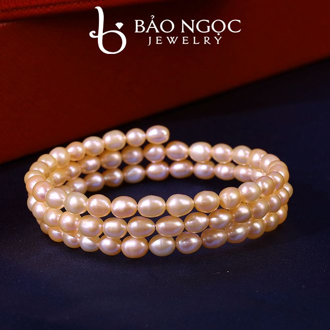 Vòng tay ngọc trai 3 vòng, vòng ngọc trai cao cấp, vòng tay ngọc trai nước ngọt tự nhiên 3 vòng hạt 5 ly - bảo ngọc jewelry