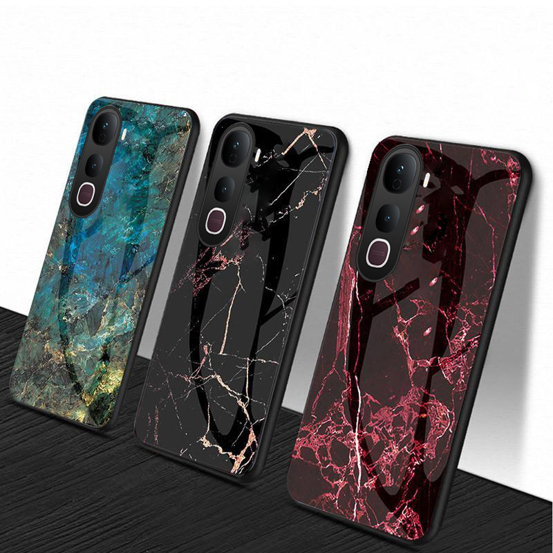 For VIVO IQOO Z10 Z10 Lite Phone Case Fashion Marble Pattern Phone Case Tempered Glass Protected Soft Silicone Bumper for Vivo iqoo Z10 Z10 Lite Cover Casing HP.