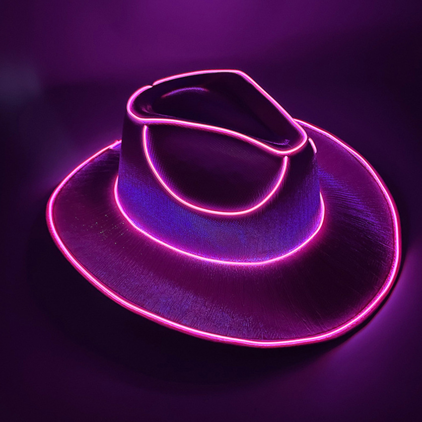 Wireless Disco Luminous Led Bride Cowgirl Hat Glowing Light Bar Cap Bachelorette Party Supplies Flashing Neon Western Cowboy Hat