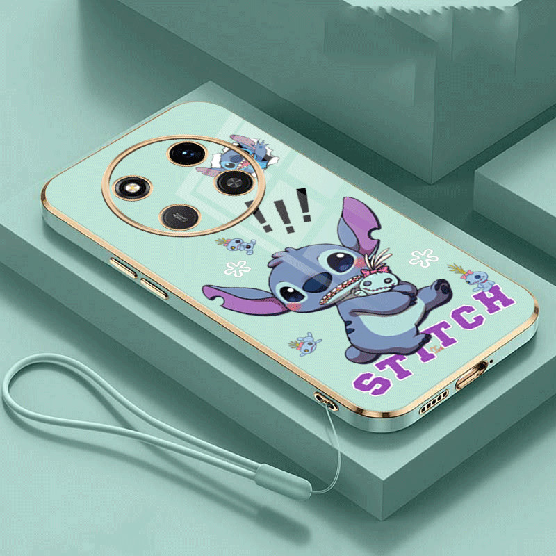 Honor X9C 5G X9C Feared Stitch Casing Soft Phone Case Monster Cartoon Square Edges Plating Cover. 