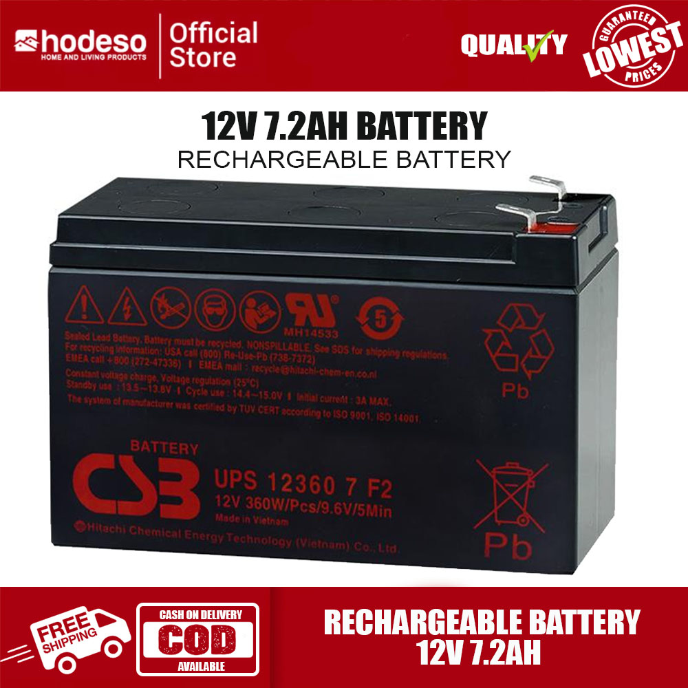 Hodeso Rechargeable UPS Battery 12V 7.2Ah 360 Watts UPS Battery for