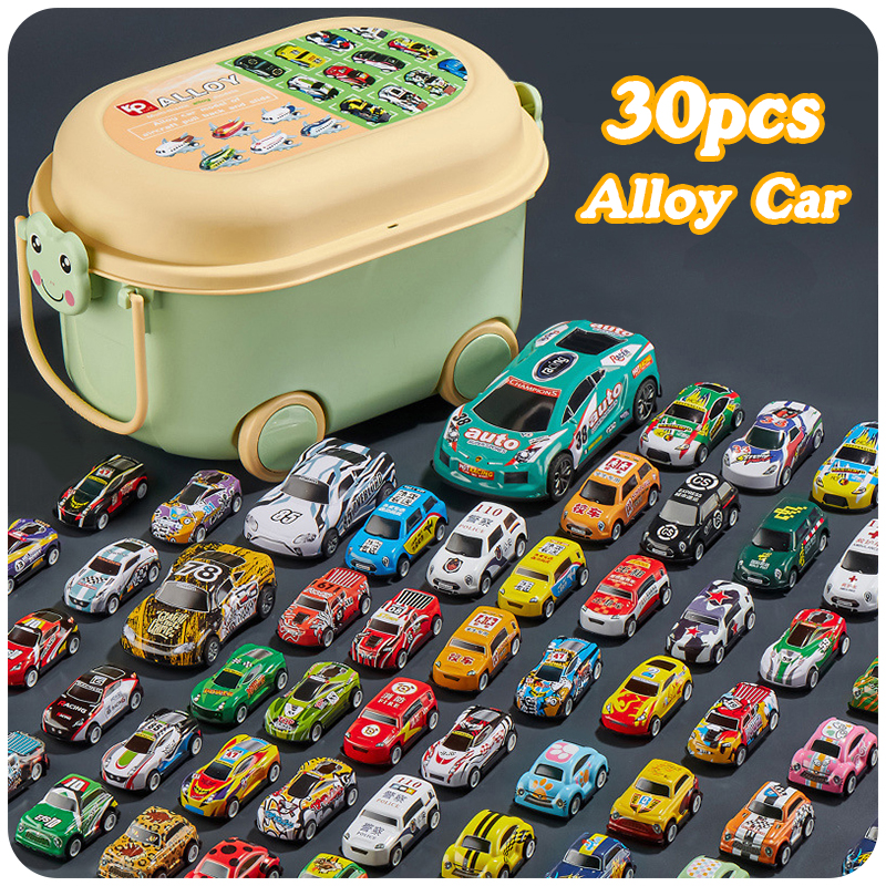 30/52/60 pcs Alloy Car Kids Racing Toys Pullback Car with Toy
