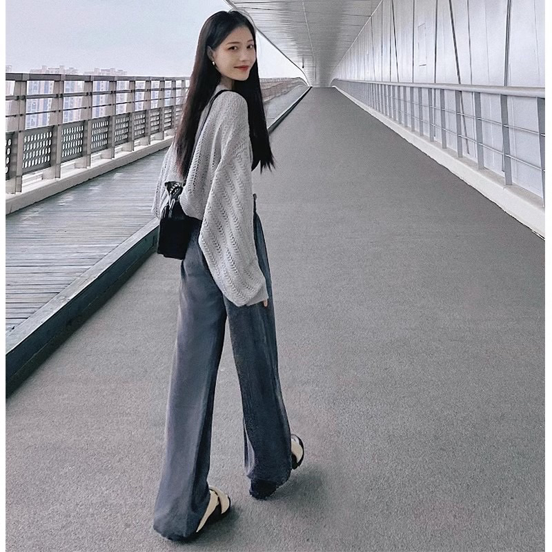 AA18-Áo Khoác Len Nữ , Áo cardigan trơn basic Dệt Ghi (CD07) ( Có bigsize)