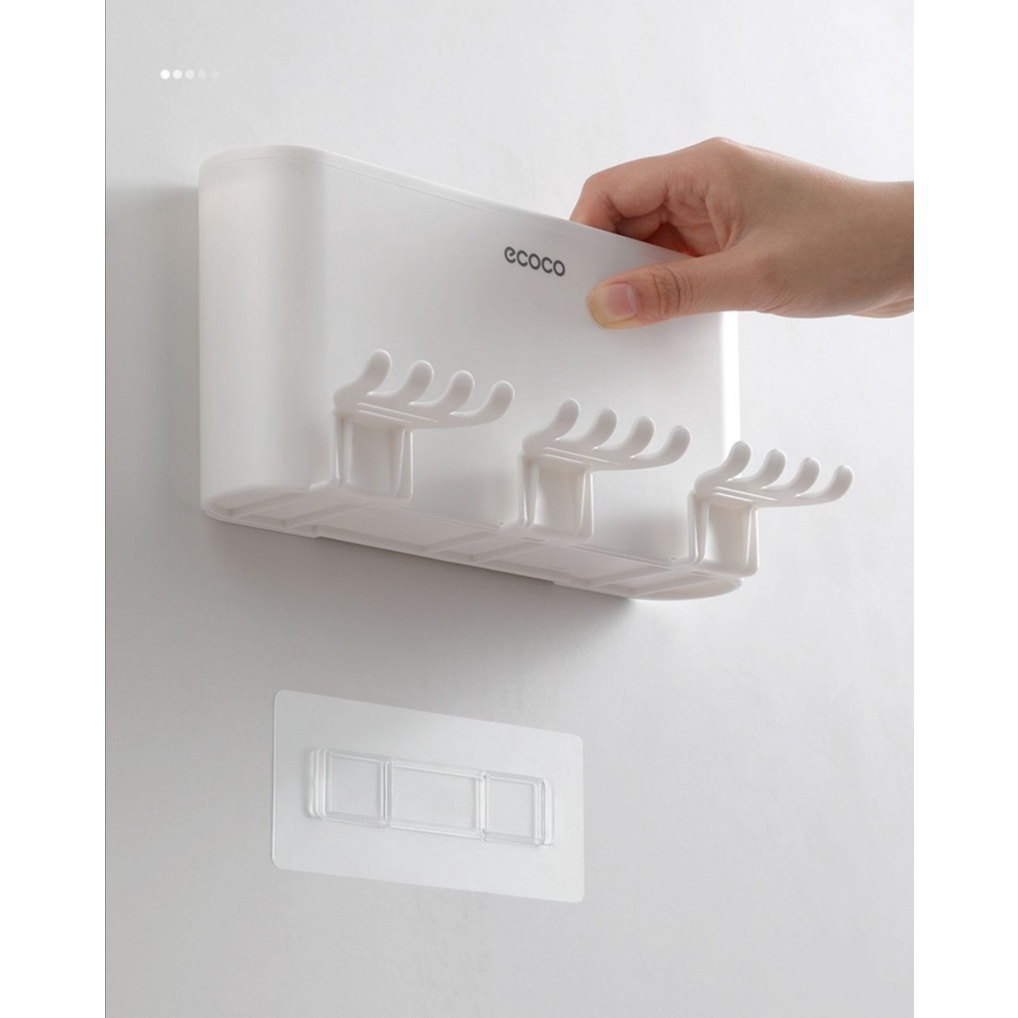 Kệ cắm bàn chải đánh răng dán tường kèm 4 cốc ECOCO