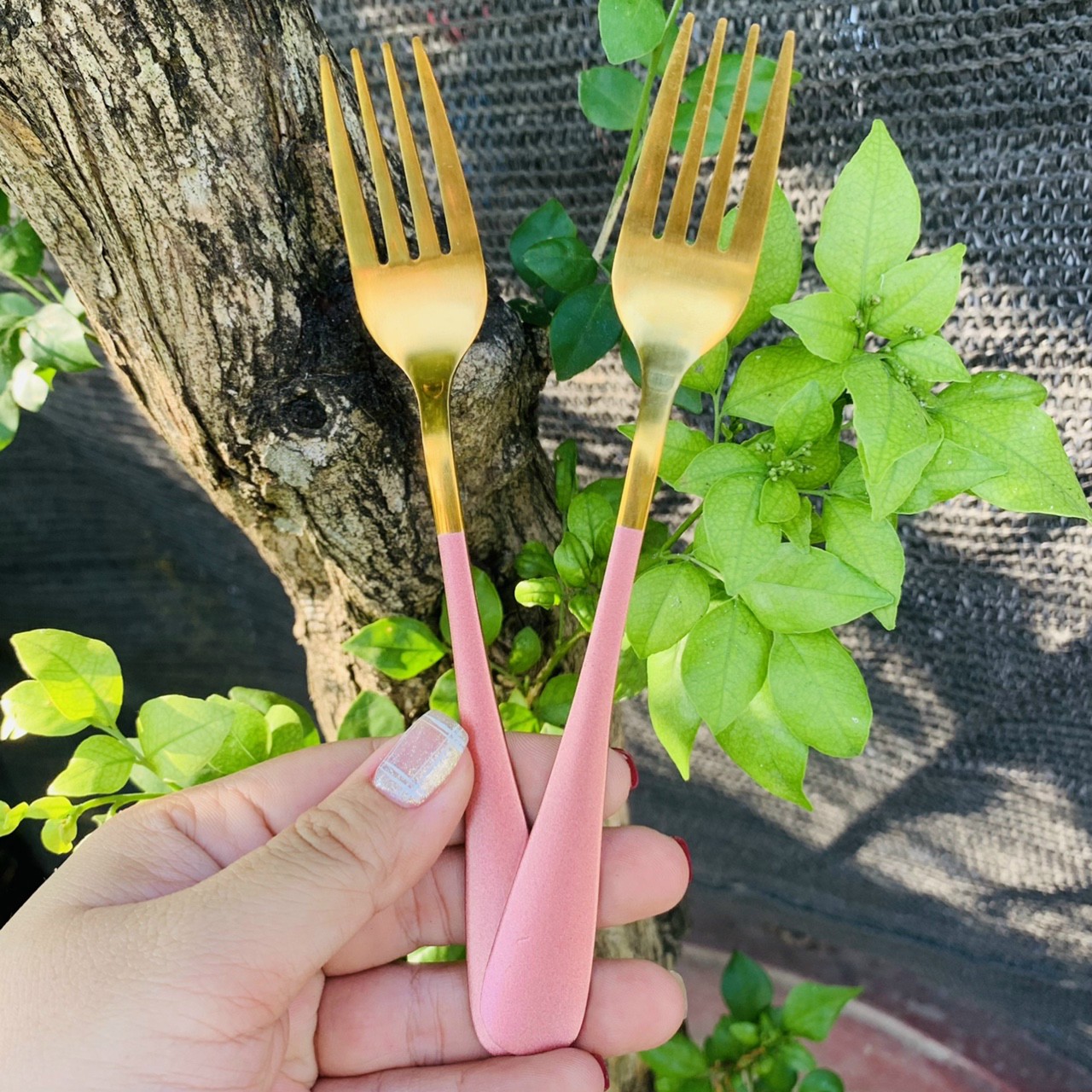 SET 2 CÁI NĨA INOX MẠ VÀNG