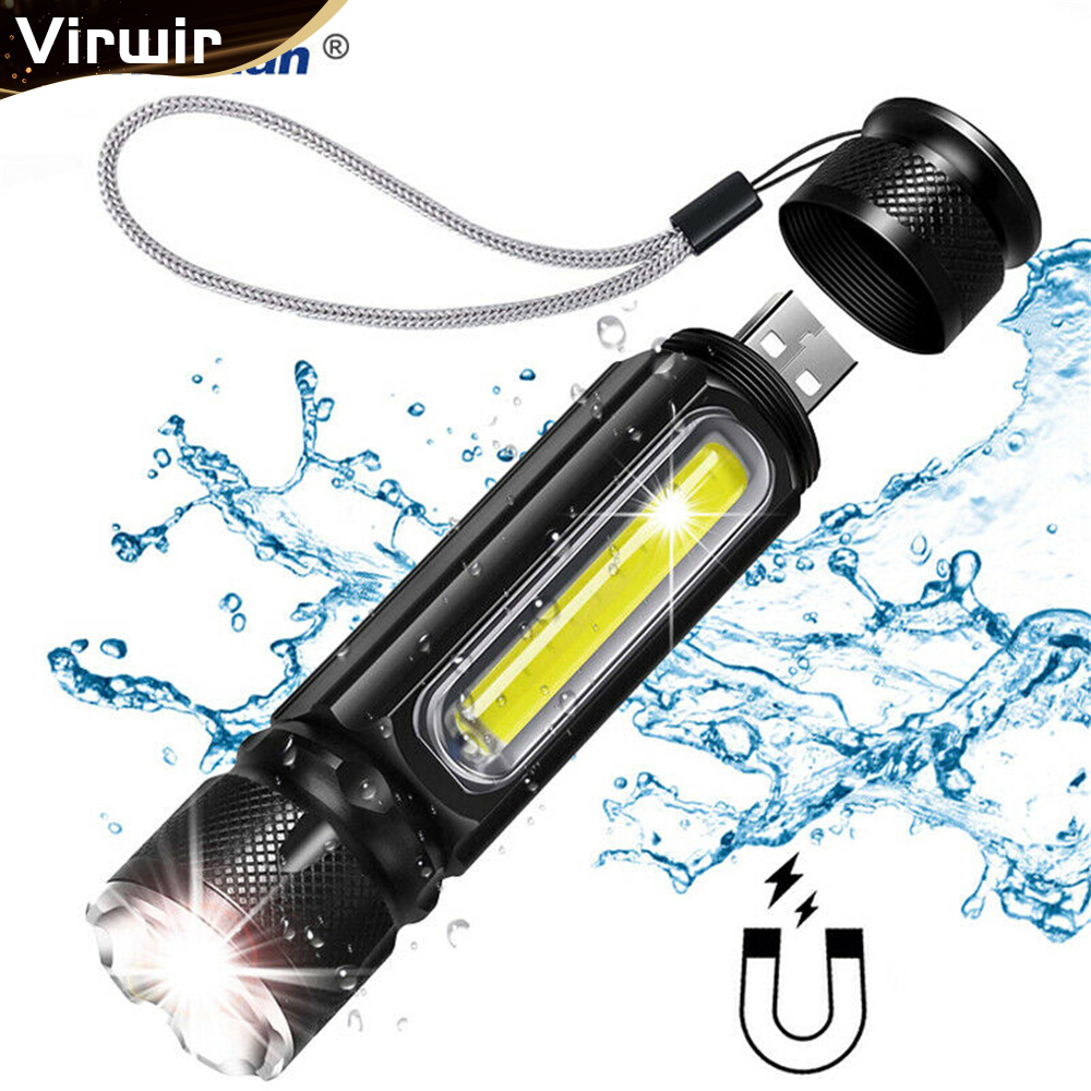 Original đa chức năng LED đèn pin 5000LM USB pin mạnh mẽ T6 Torch Side COB ánh sáng linterna đuôi nam châm ánh sáng làm việc