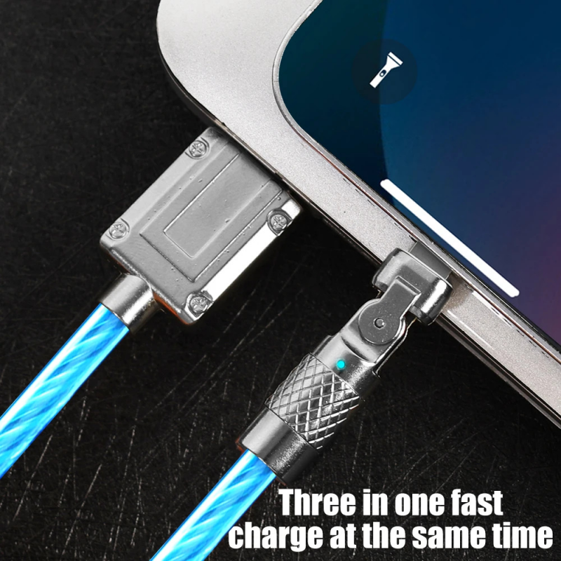 Streaming 180 Degree Machinist Elbow Streaming Data Cable for Android Huawei Apple Mobile Phone USB Charging Cable