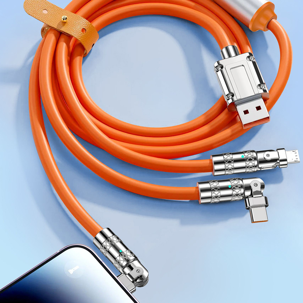 sanhe 120W 3 In 1 Fast Charging Cable for Game Charger Data Cable Liquid Silicone USB Line