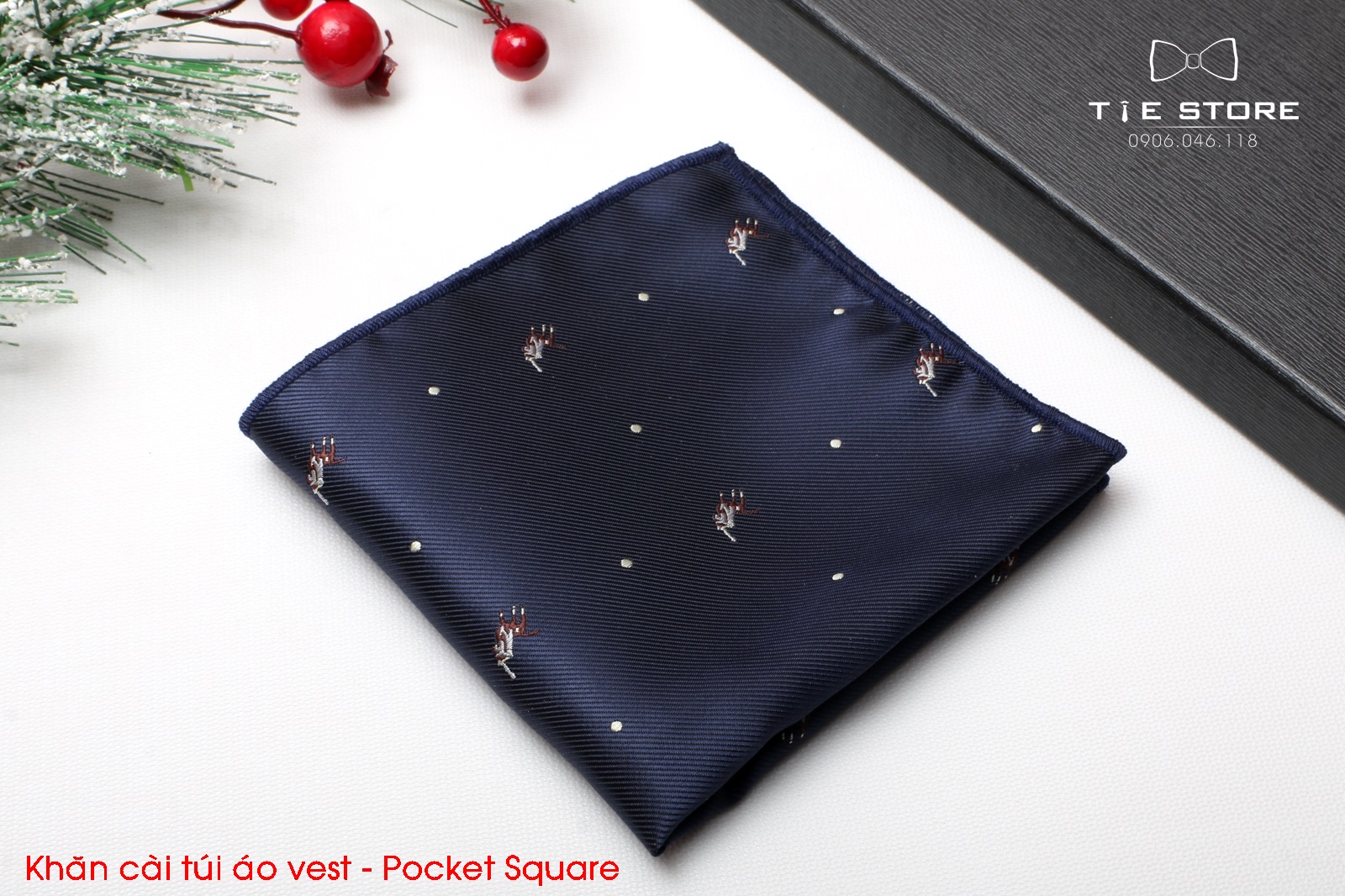 Khăn cài túi áo Vest - Pocket Square - Phụ kiện cài áo vest khăn con ngựa xanh