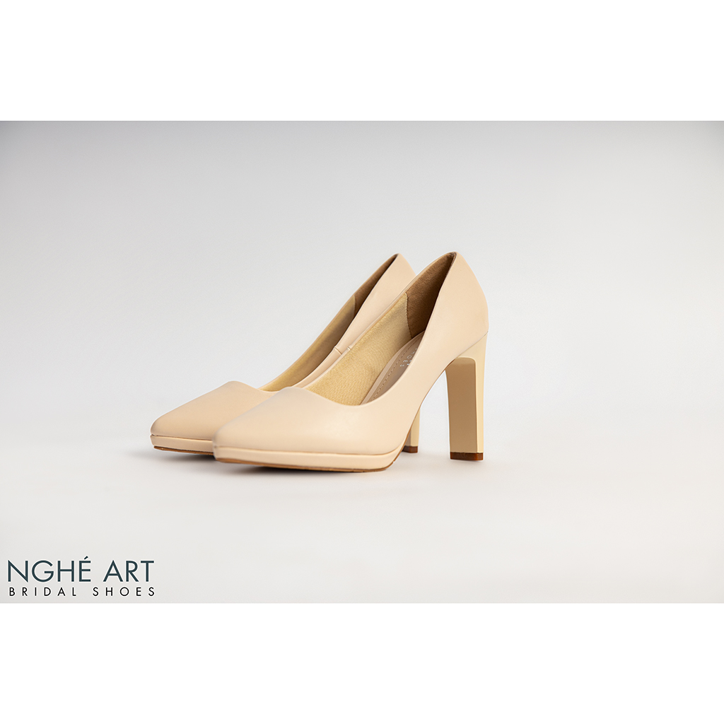 Giày cưới Nghé Art basic cao gót 237 kem