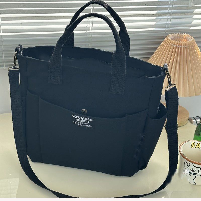 Large-capacity Multi-pocket Tote Bag Hand-held Canvas Bag Simple Casual Student Shoulder Messenger Computer Bag