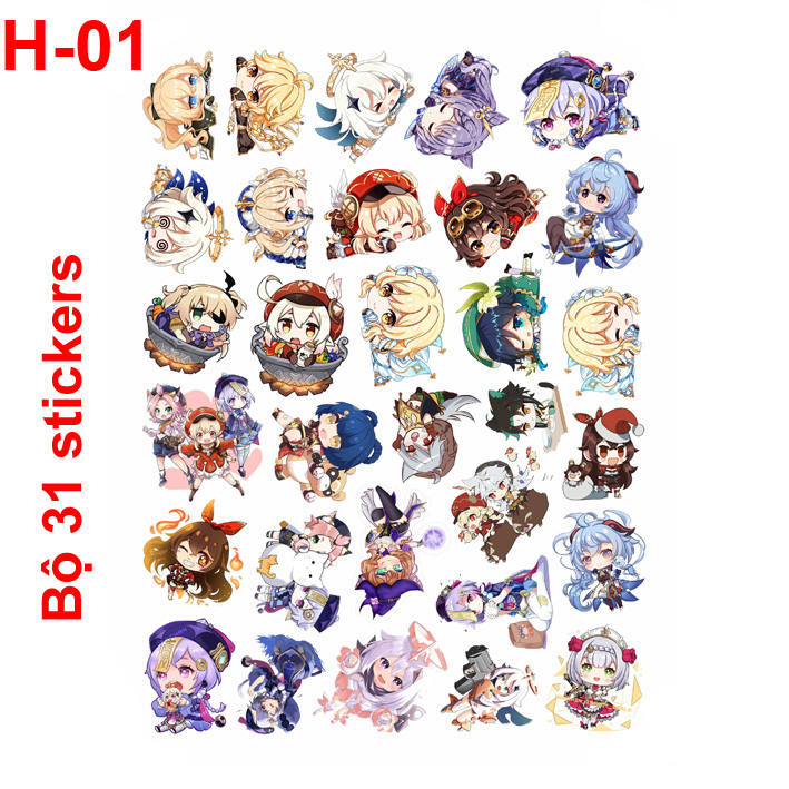 Stickers/ Hình dán game Genshin Impact ( mẫu như hình)