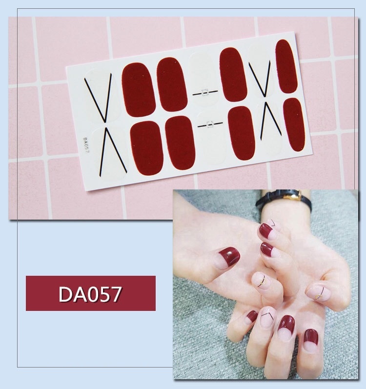 Set miếng dán móng tay nghệ thuật màu xanh (Nail wraps / Nail stickers) P1