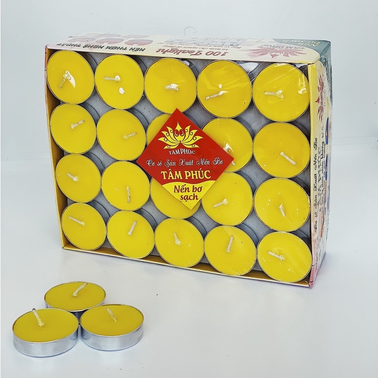 nến bơ sạch tealight 100 viên cháy 2h