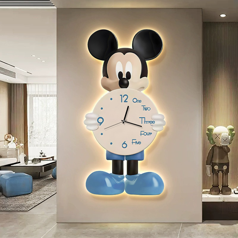 Mickey clock wall clock living room simple modern table hanging wall creative clock wall lamp