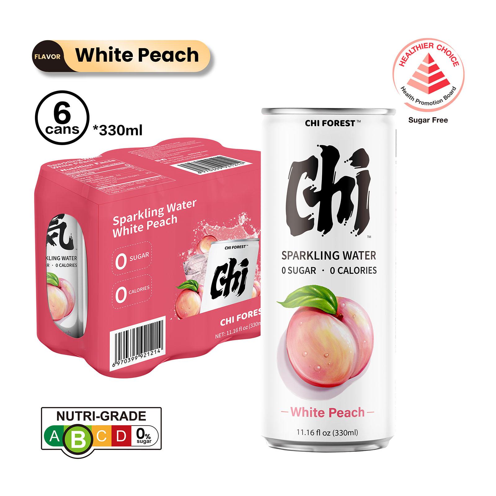 Chi Forest (Genki Forest) Soda Sparkling Water Drink White Peach 6 Cans
