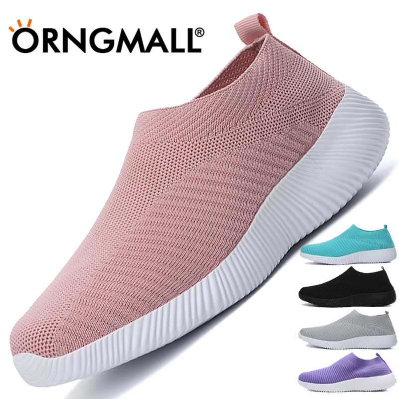 Giày lười nữ orngmall giày thể thao giày chạy bộ thường ngày lưới cỡ lớn 35-43