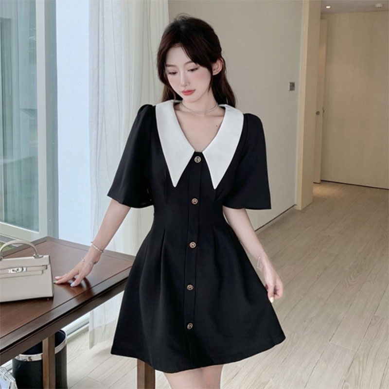 Du Yan plus size women's new French slim short-sleeved dress
