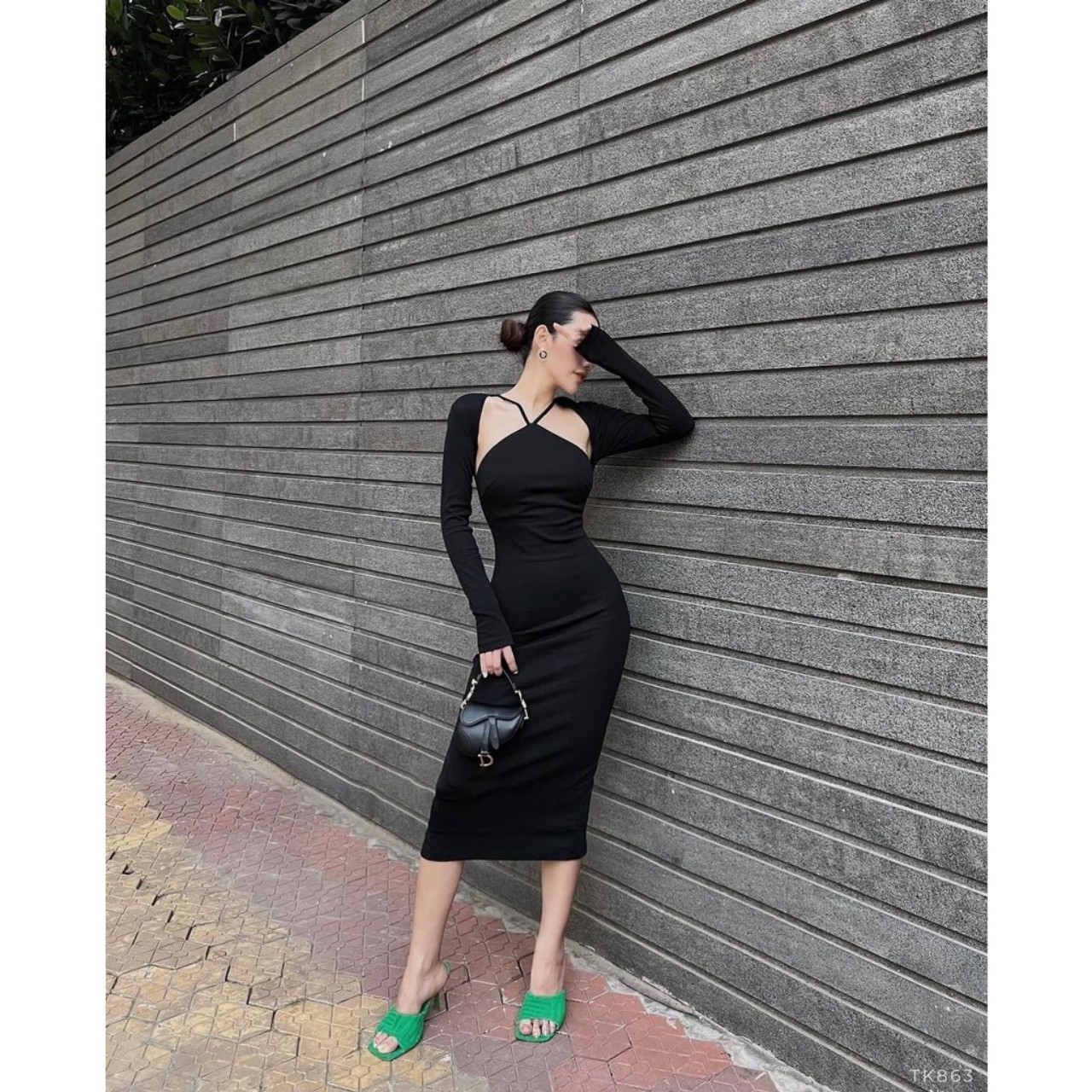Đầm Ôm Body Dây Yếm Tay Dài