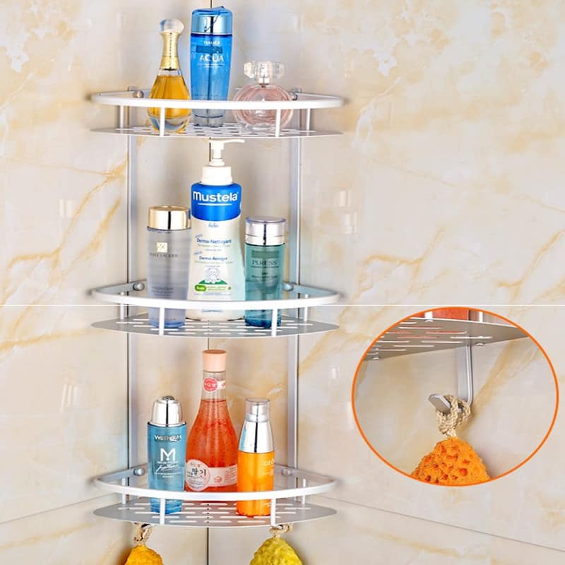 3 Layer Corner Bathroom Rack Triangular Bathroom Corner Organizer Rack