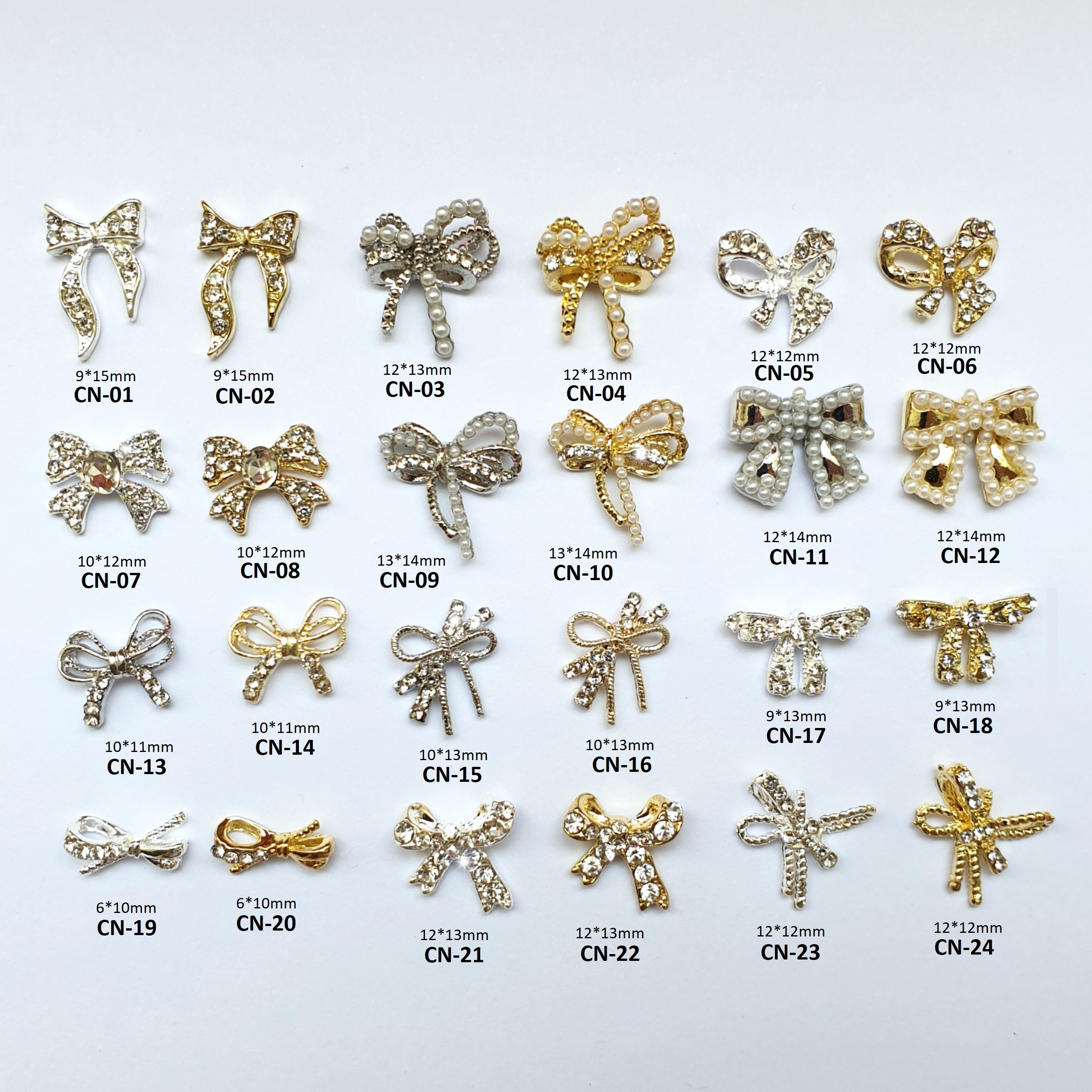 Charm Nơ  Vàng Bạc Đính Móng CN
