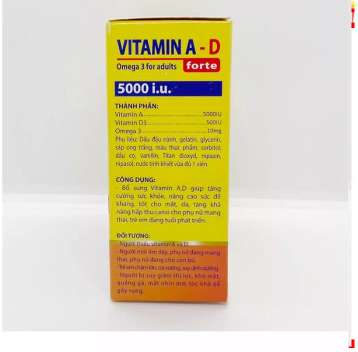 Viên Uống Bổ Sung Vitamin A D Omega 3 tăng cường sức khỏe nâng cao đề kháng tốt cho mắt da - Hộp 100 viên