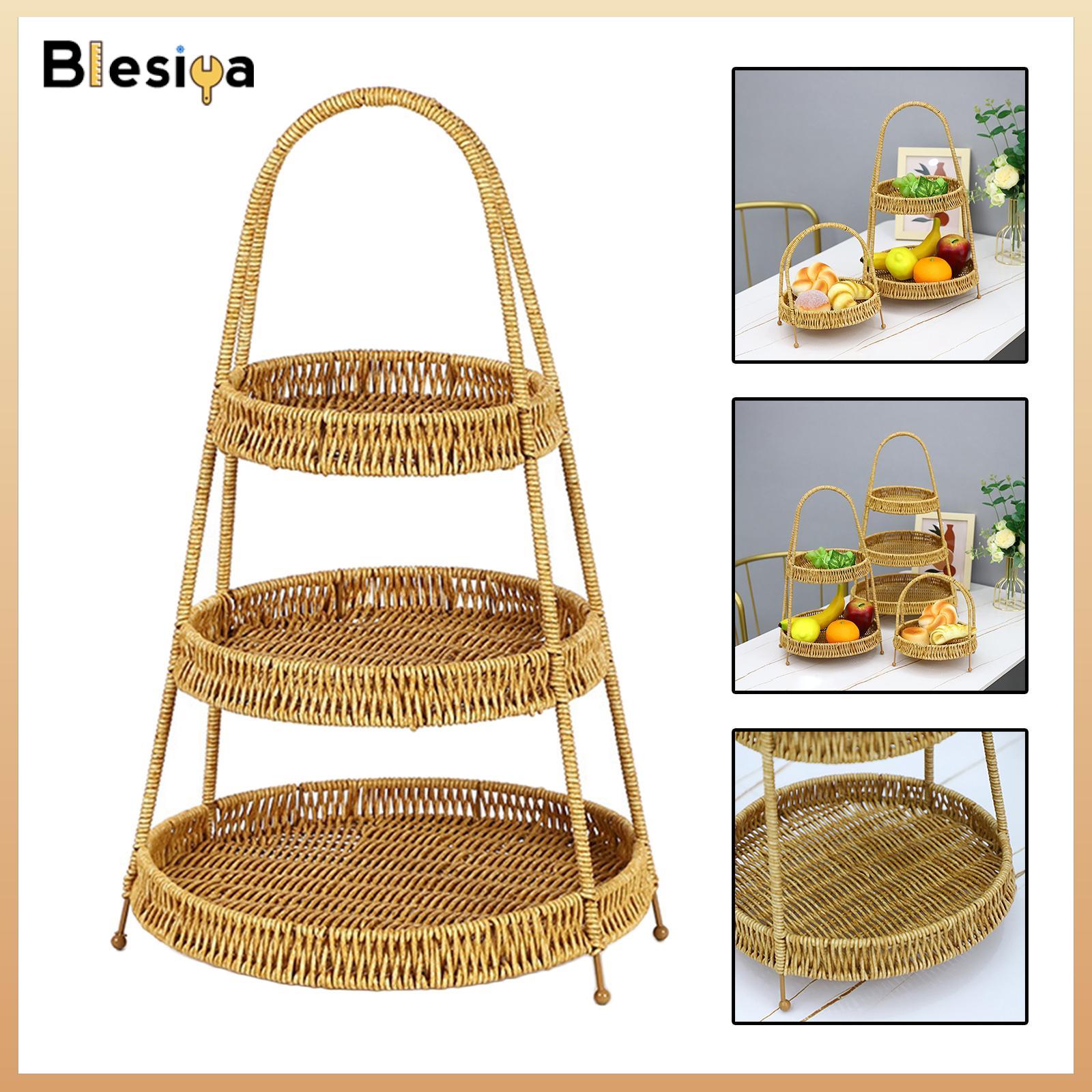 Blesiya Imitation Rattan Woven Basket with Handle for Dining Room Living
