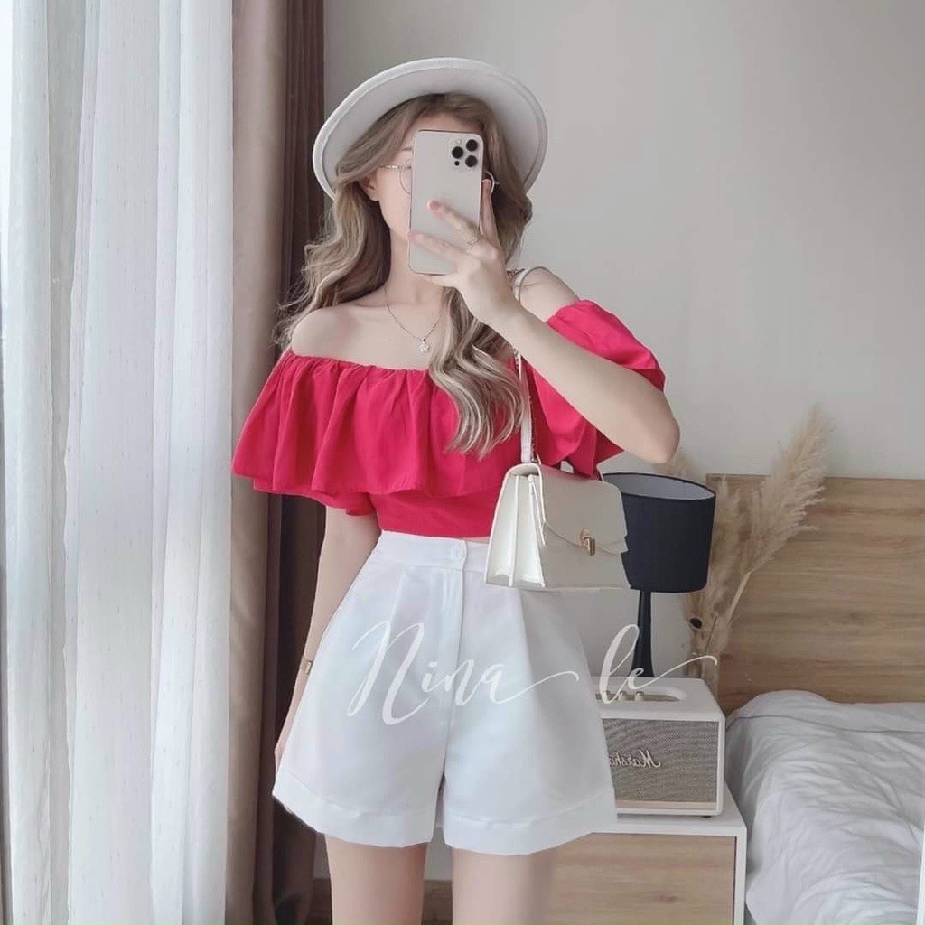 Áo Trễ Vai Croptop Tay Ngắn PINKSTORE29 A5376